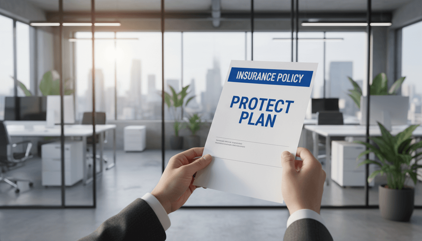 Person holding single insurance document in bright modern office